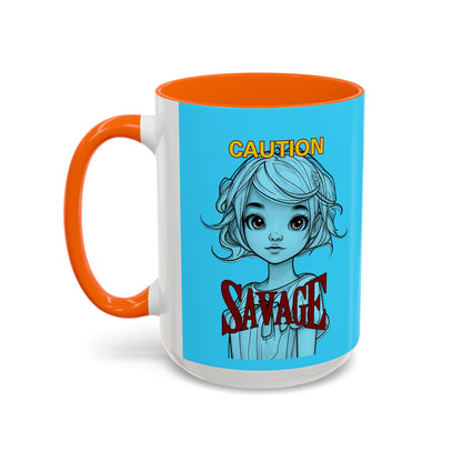 Caution, Savage Light Blue Accent Mug by cypherpunkgear.com