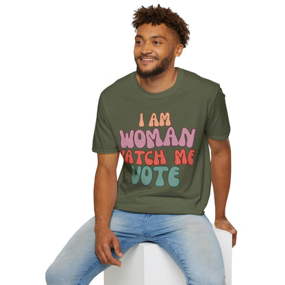 I Am Woman Watch Me Vote DKcolors Unisex T-Shirt by cypherpunkgear