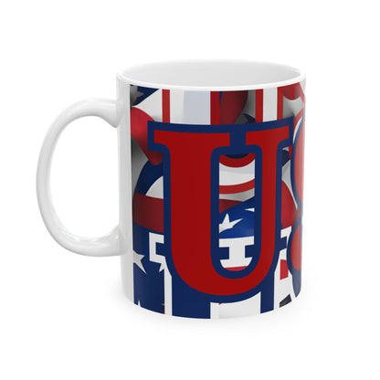 USA! USA! USA Red font Patriot White Mug by cypherpunkgear.com