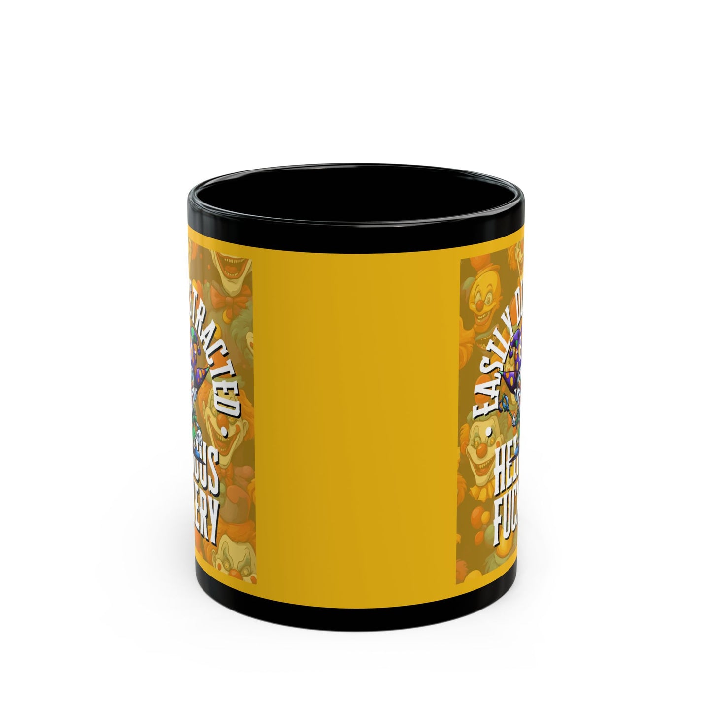 Easily Distracted by Heinous Fuckery Little Jinx Yellow Mug by cypherpunkgear.com