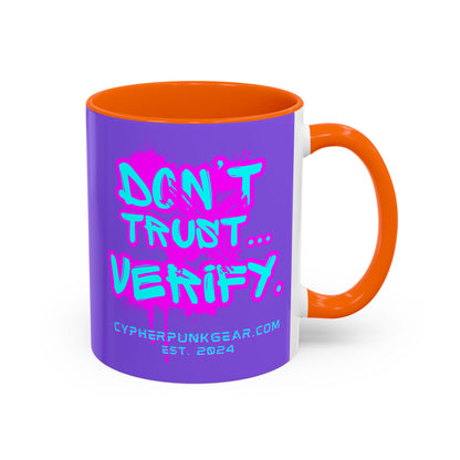 Don't Trust...Verify. Light Purple Accent Mug by cypherpunkgear.com