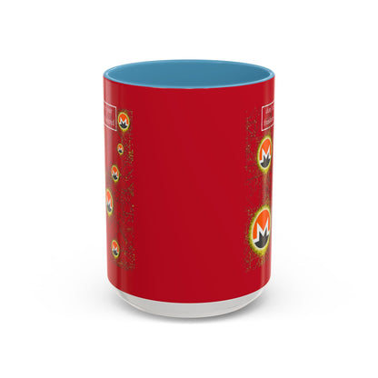 Monero (XMR) don't assume your freedoms are assured Red Accent Mug by cypherpunkgear.com