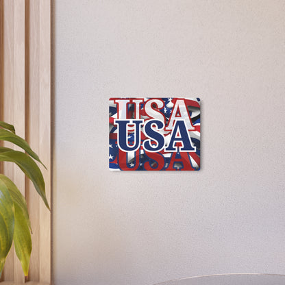 USA! USA! USA Blue Center Metal Art Sign by cypherpunkgear