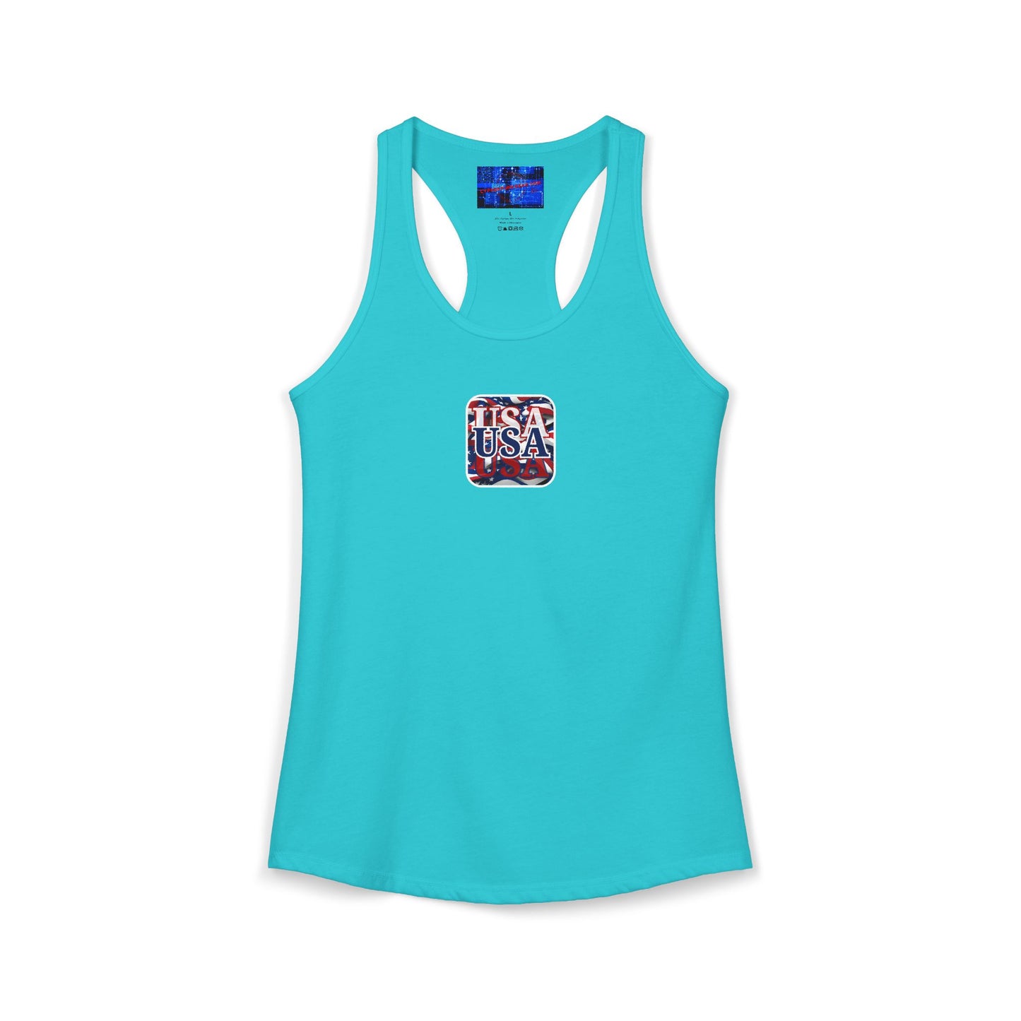 2-sided Red White and BLUE USA Patriot Women's Racerback Tank Top by cypherpunkgear.com