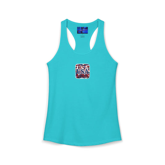 ¡EE.UU! ¡EE.UU! ¡EE.UU! ¡Patriot de 2 caras de cypherpunkgear! Camiseta sin mangas ideal con espalda cruzada para mujer