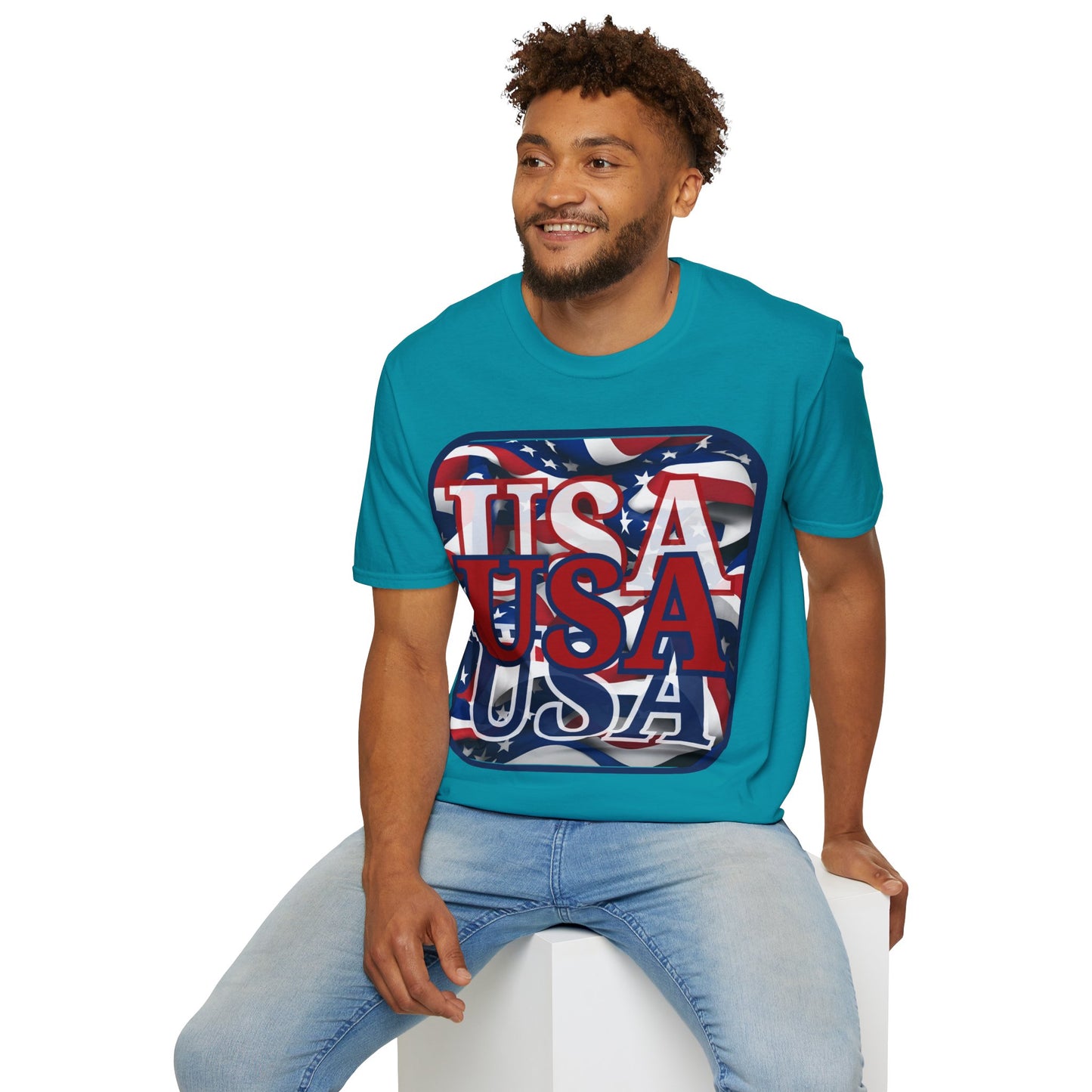 RED White and Blue USA Patriot Dark colors Unisex T-Shirt by cypherpunkgear.com