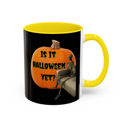 Is it Halloween yet? Skeleton's Giant Pumpkin Black Accent Mug by CreepyCrafts.boo