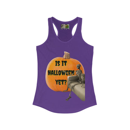 Is it Halloween yet? Skeleton's Giant Pumpkin Women's Racerback Tank Top by CreepyCrafts.boo