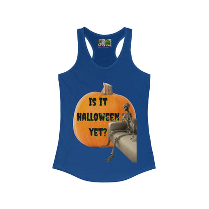 Is it Halloween yet? Skeleton's Giant Pumpkin Women's Racerback Tank Top by CreepyCrafts.boo