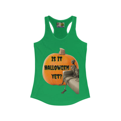 Is it Halloween yet? Skeleton's Giant Pumpkin Women's Racerback Tank Top by CreepyCrafts.boo