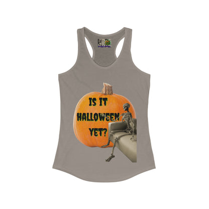 Is it Halloween yet? Skeleton's Giant Pumpkin Women's Racerback Tank Top by CreepyCrafts.boo