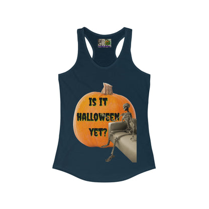 Is it Halloween yet? Skeleton's Giant Pumpkin Women's Racerback Tank Top by CreepyCrafts.boo