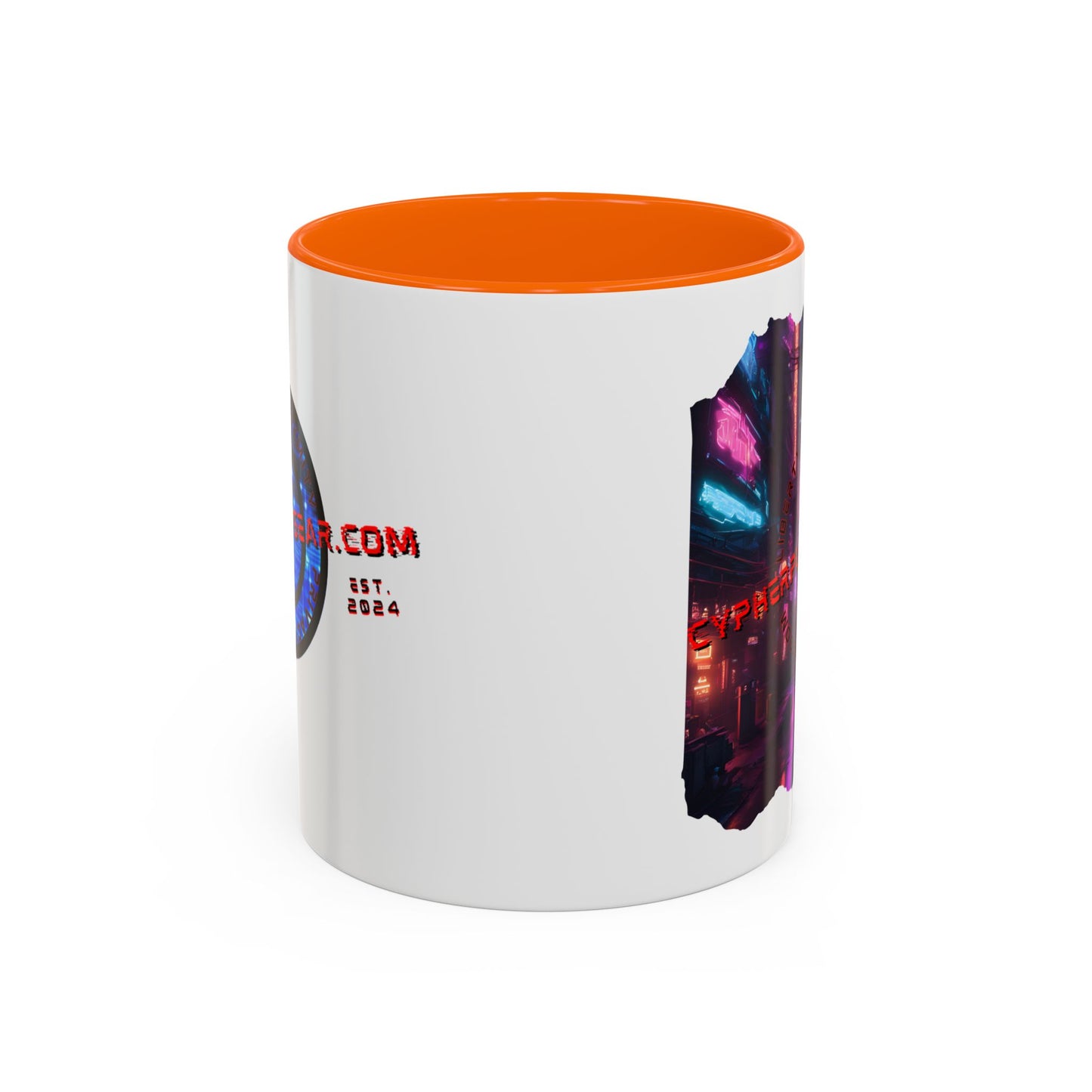 2-sided, cypherpunkgear.com Logo & Cityscape Accent Mug by cypherpunkgear.com