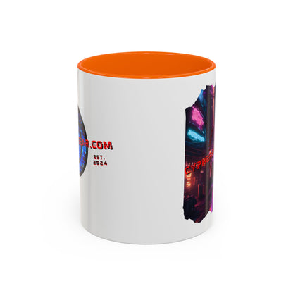 2-sided, cypherpunkgear.com Logo & Cityscape Accent Mug by cypherpunkgear.com