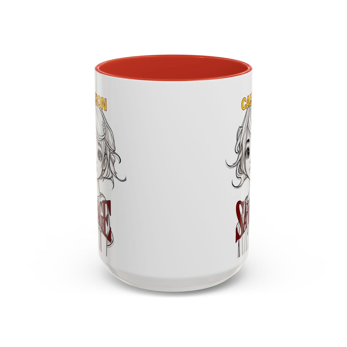 Caution, Savage White Accent Mug by cypherpunkgear.com