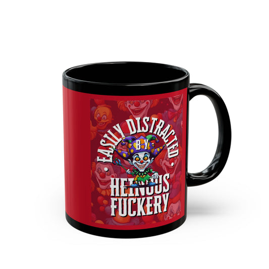 Easily Distracted by Heinous Fuckery Little Jinx Red Mug by cypherpunkgear.com