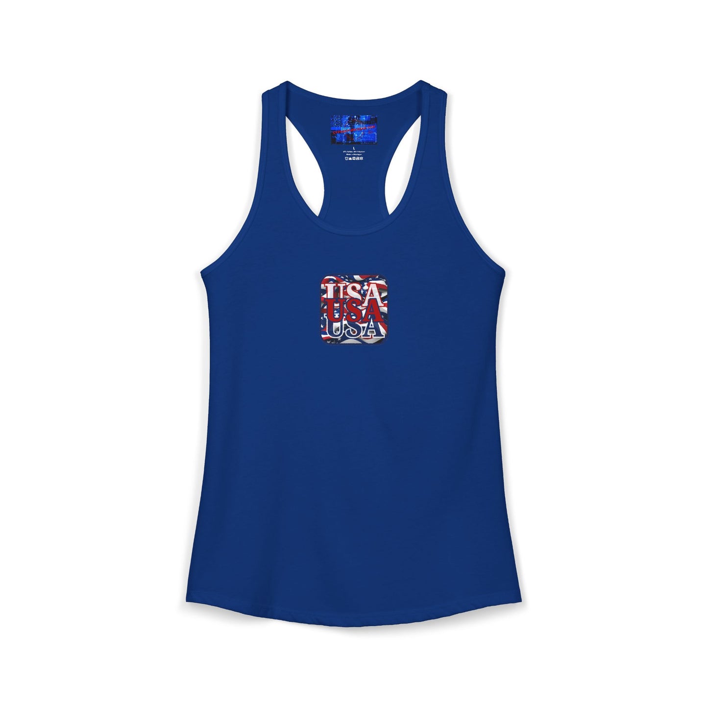 2-sided RED White and Blue USA Patriot Women's Racerback Tank Top by cypherpunkgear.com