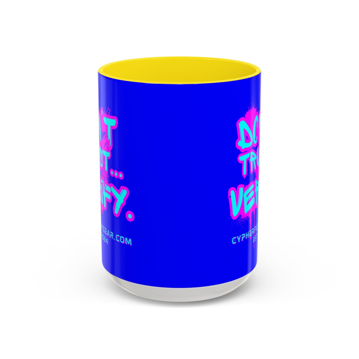 Don't Trust...Verify. Dark Blue Accent Mug by cypherpunkgear.com