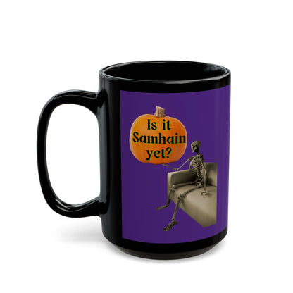 Is it Samhain yet? Skeleton's Pumpkin Purple Mug by CreepyCrafts.boo
