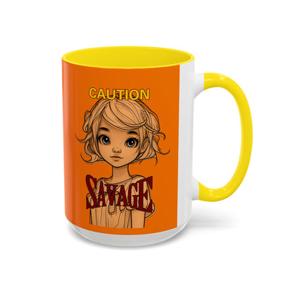 Caution, Savage Orange Accent Mug by cypherpunkgear.com