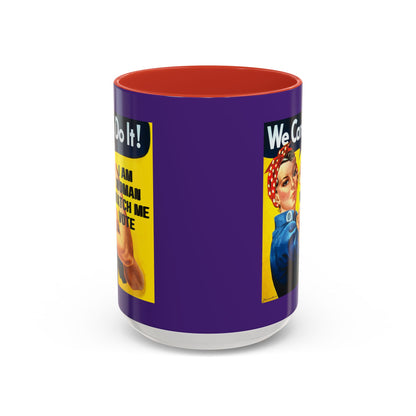 I Am Woman Watch Me Vote Rosie Dark Purple Accent Mug by cypherpunkgear.com