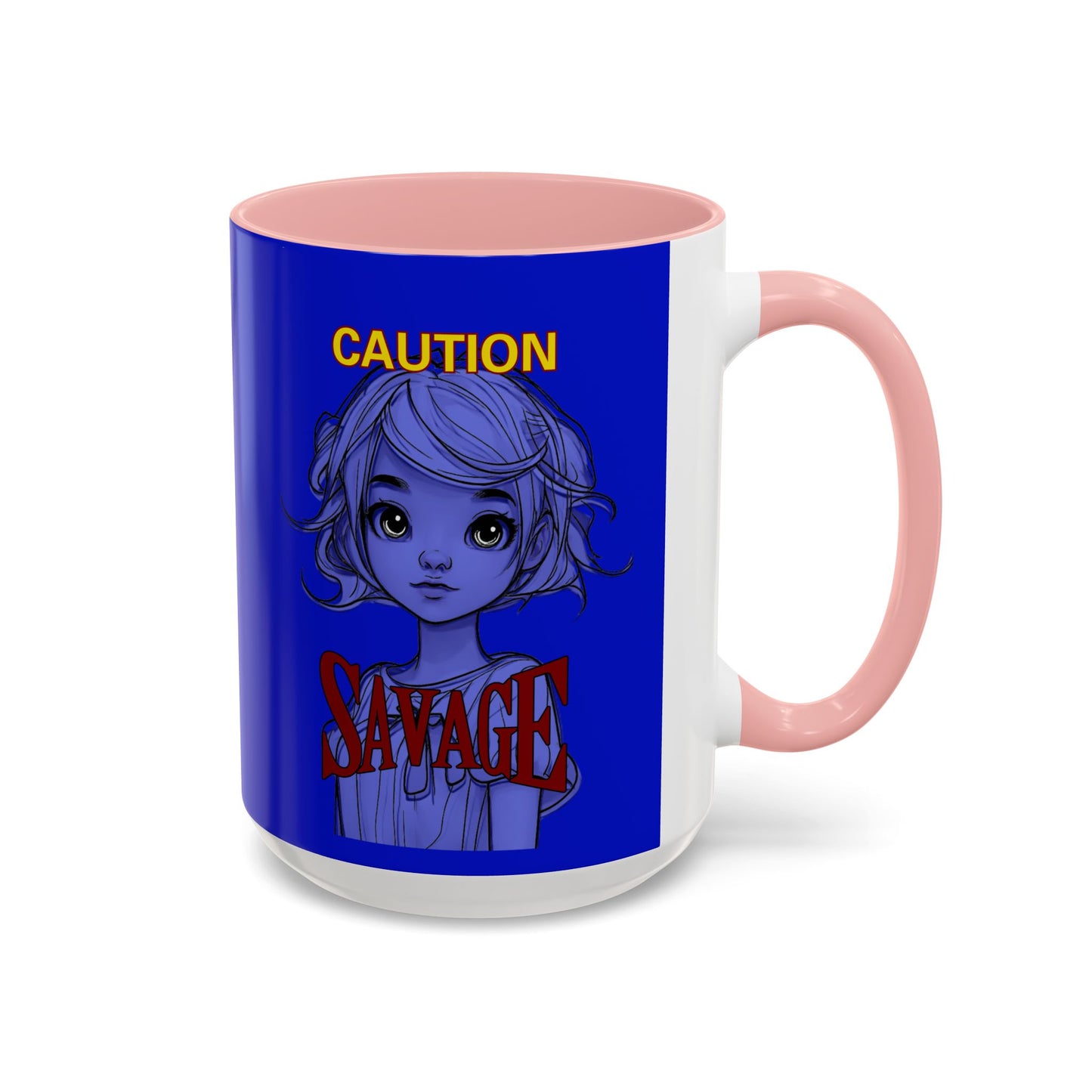 Caution, Savage Dark Blue Accent Mug by cypherpunkgear.com