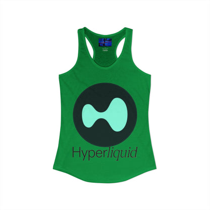 Hyperliquid Black font Women's Racerback Tank Top by cypherpunkgear.com