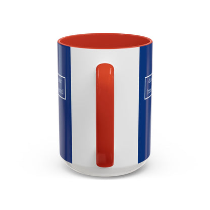 don't assume your freedoms are assured, White font, Dark Blue Accent Mug by cypherpunkgear.com