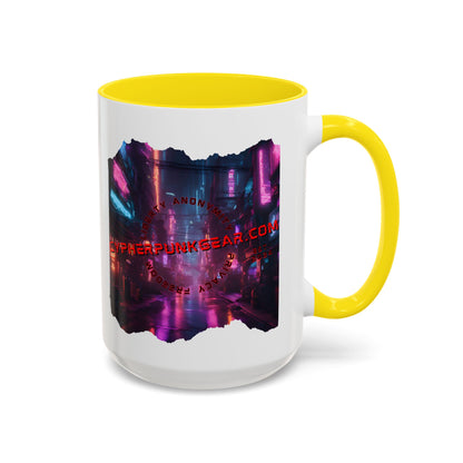2-sided, cypherpunkgear.com Logo & Cityscape Accent Mug by cypherpunkgear.com
