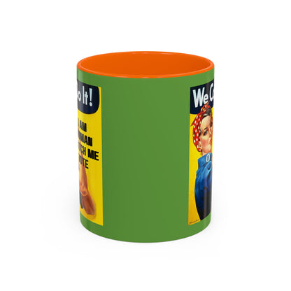 I Am Woman Watch Me Vote Rosie Green Accent Mug by cypherpunkgear.com