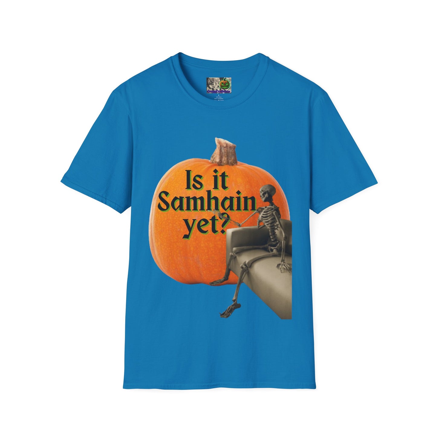 Is It Samhain Yet? Skeleton's Giant Pumpkin Dark colors Unisex T-Shirt by CreepyCrafts.boo