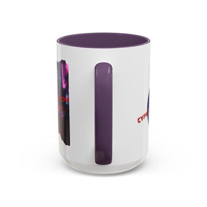 2-sided, cypherpunkgear.com Logo & Cityscape Accent Mug by cypherpunkgear.com