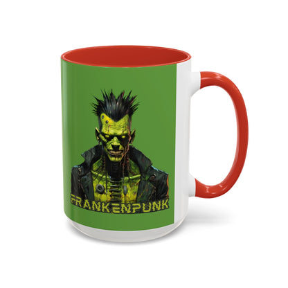 Frankenpunk Green Accent Mug by CreepyCrafts.boo