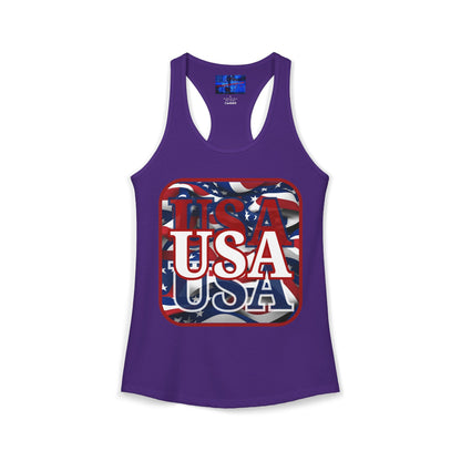 Red WHITE and Blue USA Patriot Women's Racerback Tank Top by cypherpunkgear.com