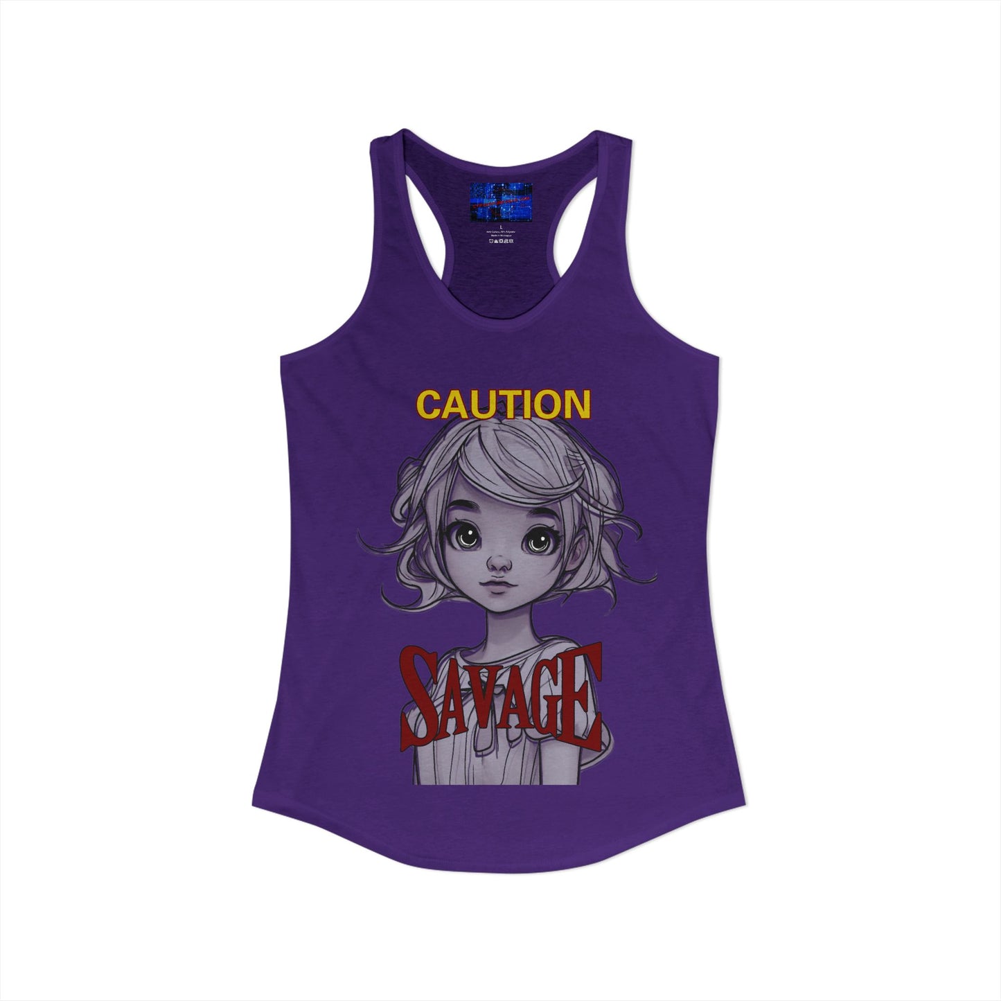 Caution, Savage Women's Racerback Tank Top by cypherpunkgear.com