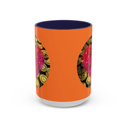 Bitcoin is My Valentine Orange Accent Mug by cypherpunkgear.com