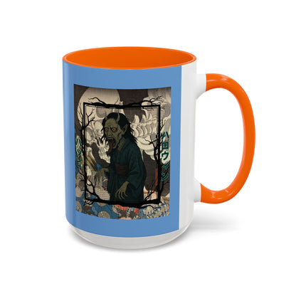 Yōkai Happy Halloween Light Blue Accent Mug by CreepyCrafts.boo