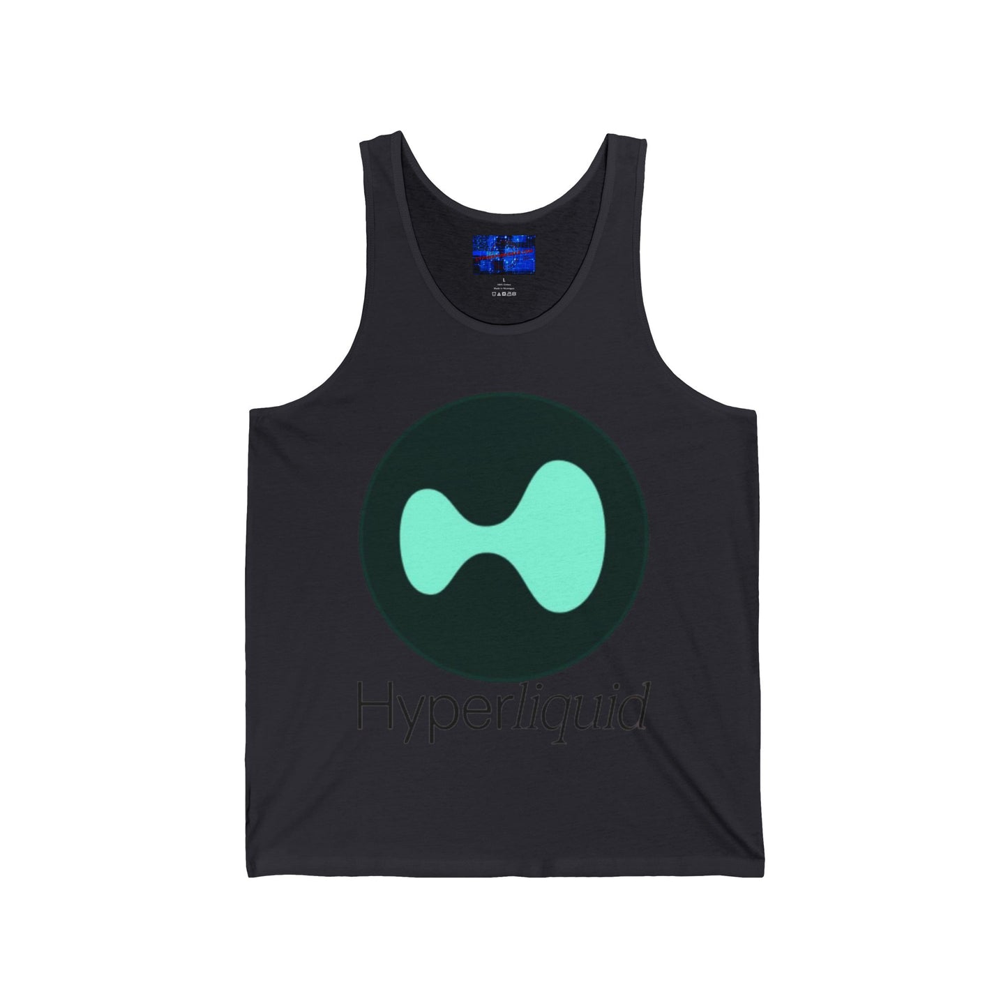 Hyperliquid Black font Unisex Jersey Tank Top by cypherpunkgear.com