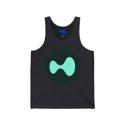 Hyperliquid Black font Unisex Jersey Tank Top by cypherpunkgear.com