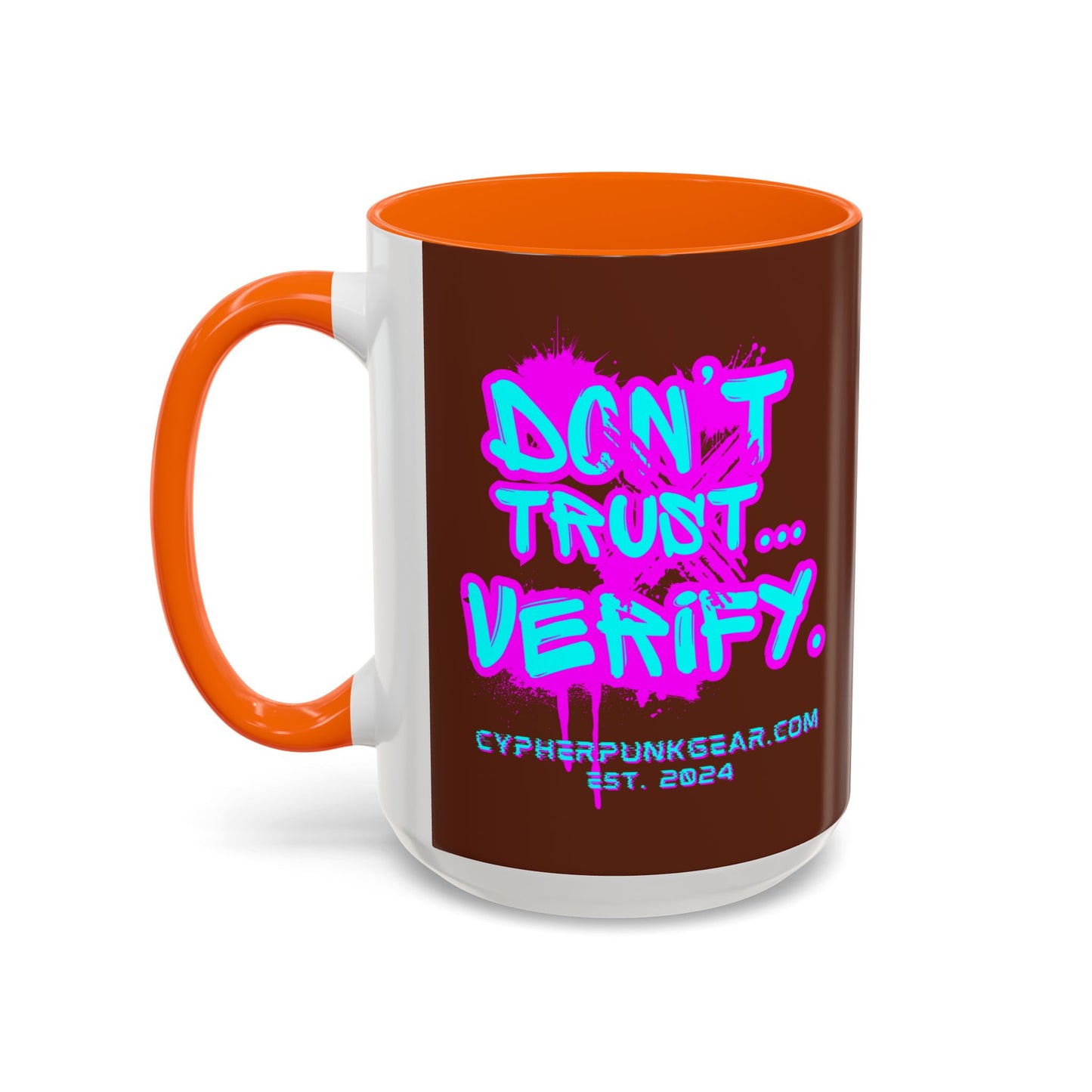 Don't Trust...Verify. Brown Accent Mug by cypherpunkgear.com