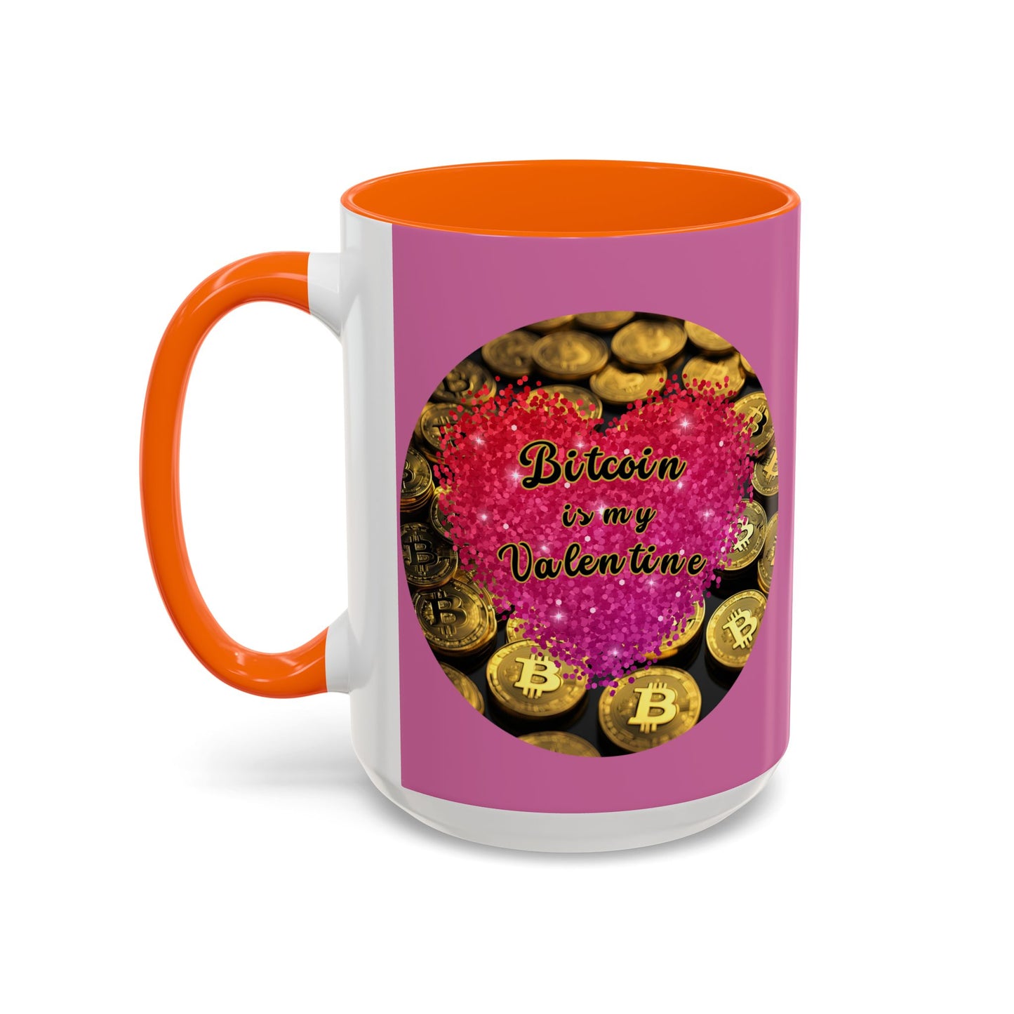 Bitcoin is My Valentine Pink Accent Mug by cypherpunkgear.com