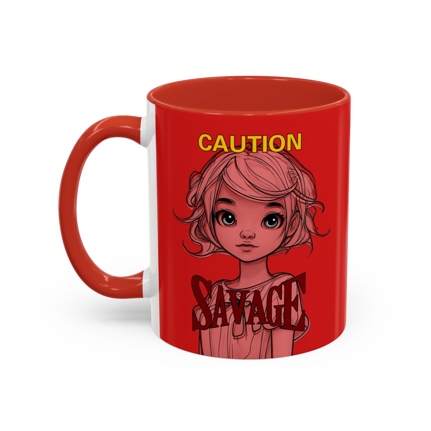 Caution, Savage Red Accent Mug by cypherpunkgear.com