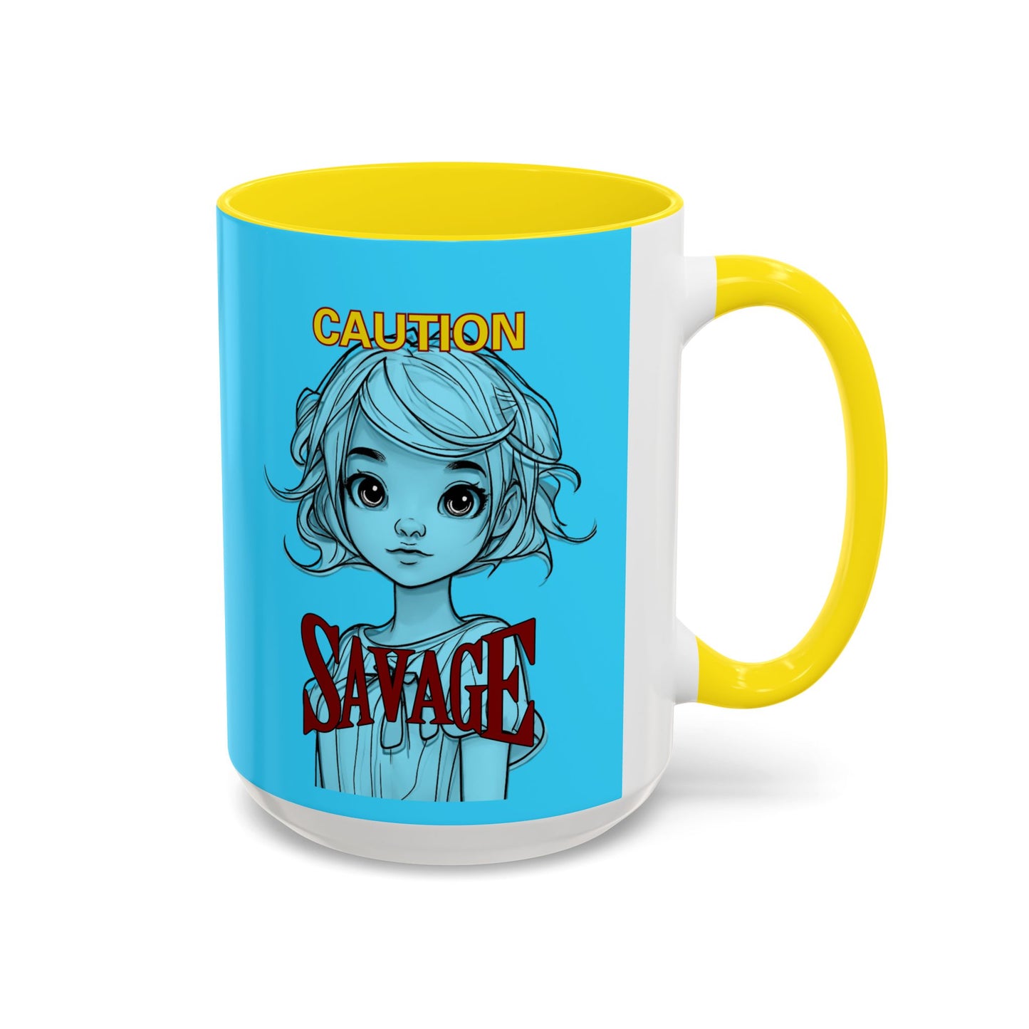Caution, Savage Light Blue Accent Mug by cypherpunkgear.com