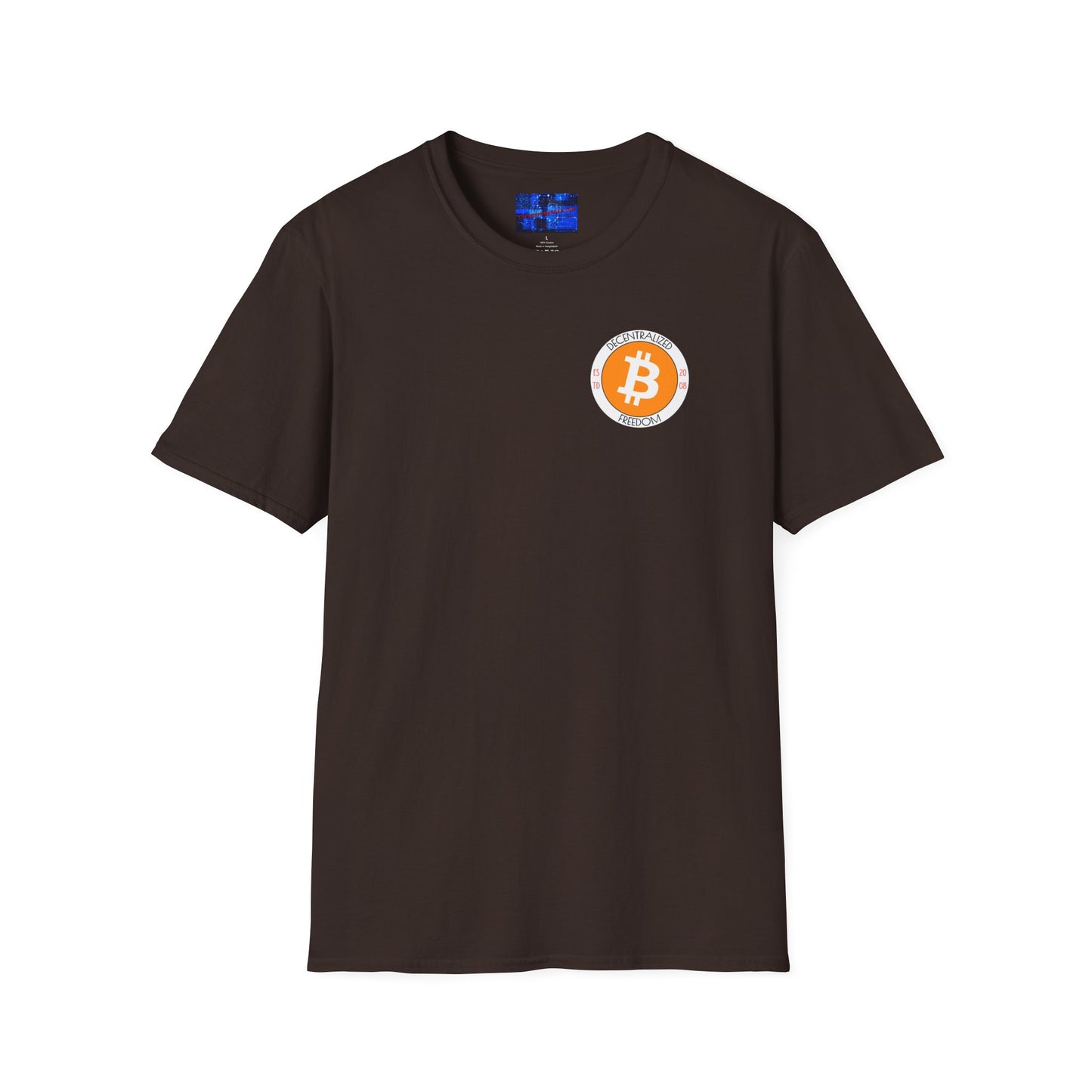 2-sided, Bitcoin (BTC) Decentralized Freedom DKcolors Unisex T-Shirt by cypherpunkgear.com