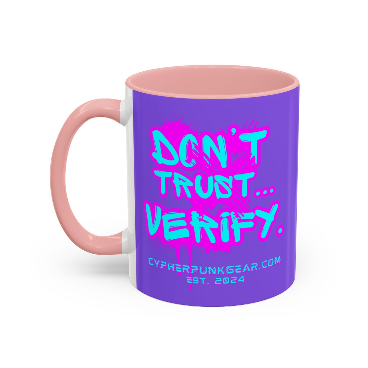 Don't Trust...Verify. Light Purple Accent Mug by cypherpunkgear.com
