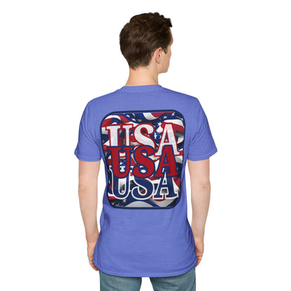 2-sided RED White and Blue USA Patriot Light colors Unisex T-Shirt by cypherpunkgear.com