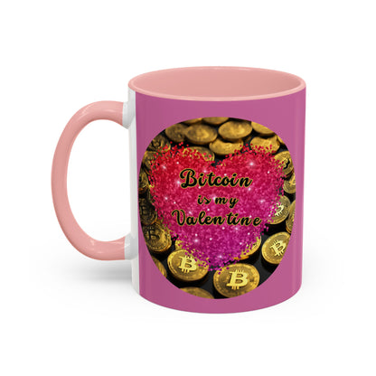 Bitcoin is My Valentine Pink Accent Mug by cypherpunkgear.com