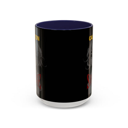 Caution, Savage Black Accent Mug by cypherpunkgear.com