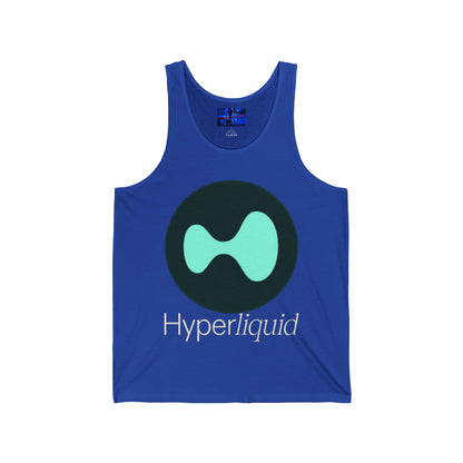 Hyperliquid White font Unisex Jersey Tank Top by cypherpunkgear.com