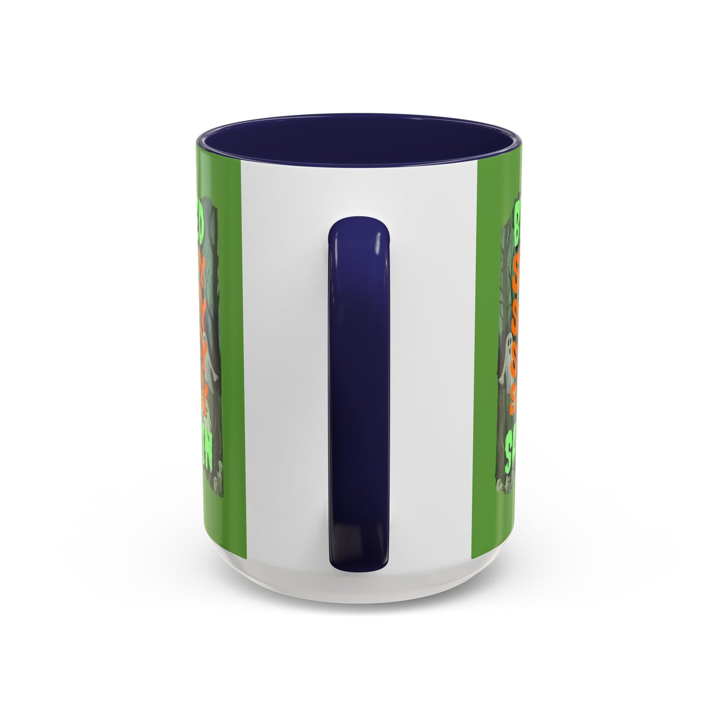 Spooky Blessed Samhain Ghost Green font Accent Mug by CreepyCrafts.boo